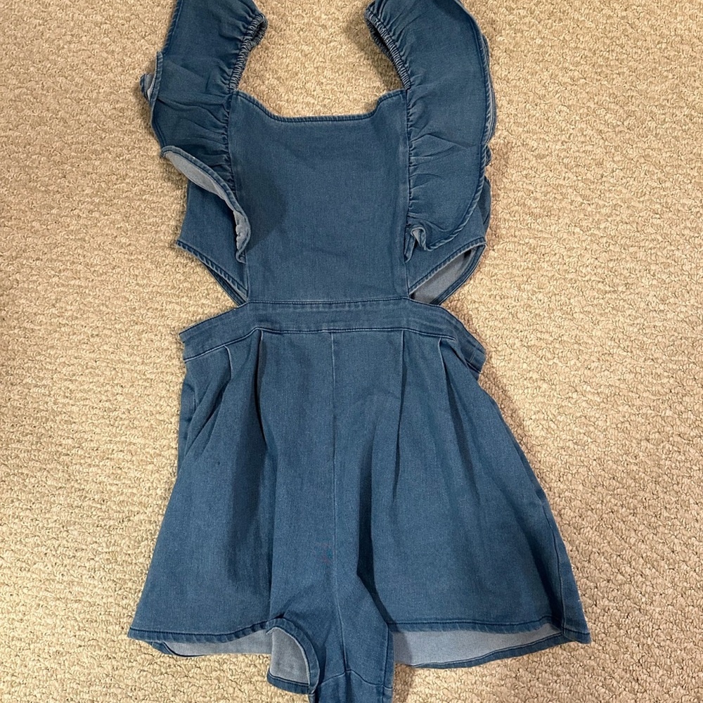 Denim cut out romper